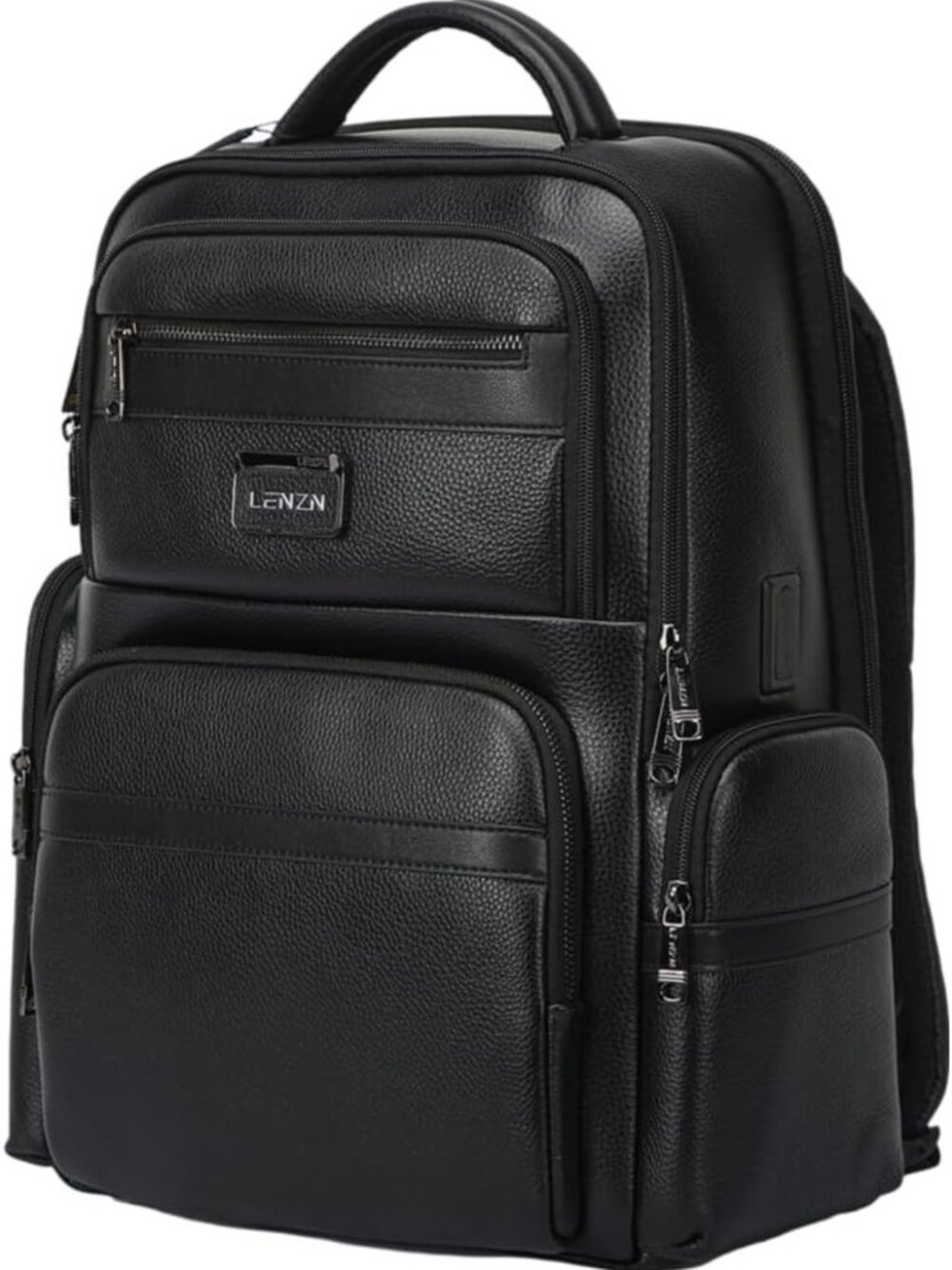 Stylish Water-Resistant Leather Laptop Backpack for Work & Travel, Fits 15.6